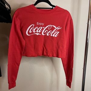 Red cropped coca- cola long sleeve shirt